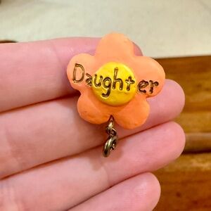 Vintage Orange and Yellow Flower Daughter Lapel Pin Charm